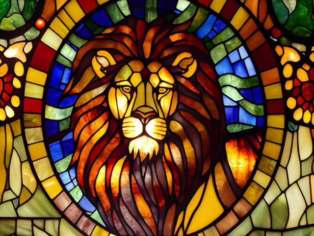 Aperçu du résultat final Lion de Vitrail Flamboyant.