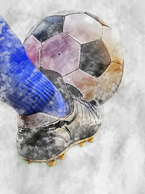 Aperçu du résultat final Pied de Footballeur à l'Aquarelle.