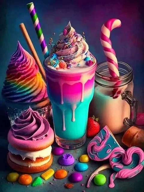 Aperçu du résultat final Sweet Feast: Milkshake and Rainbow Delights.
