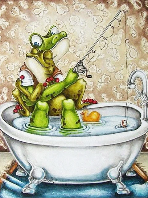 Aperçu du résultat final Angelnder Frosch im Herzenbad.