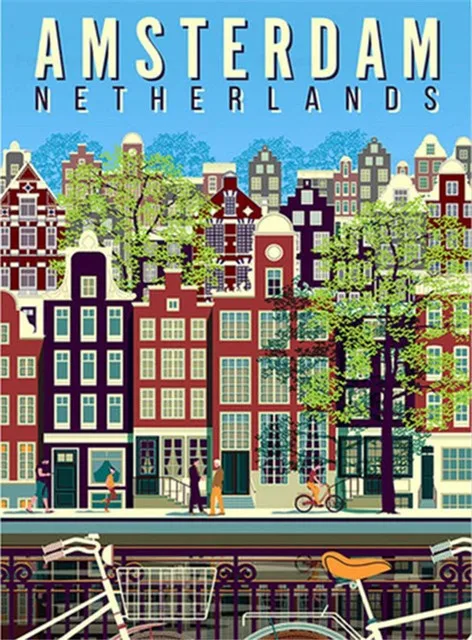 Aperçu du résultat final Amsterdam en Broderie Diamant : Canaux et Façades Colorées.