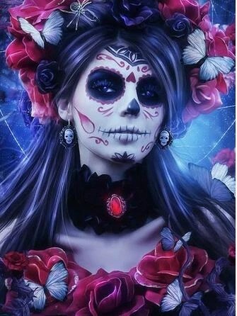 Aperçu du résultat final Calavera con Rose e Farfalle.