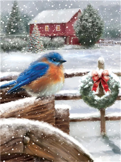 Aperçu du résultat final Oiseau Bleu et Grange de Noël.