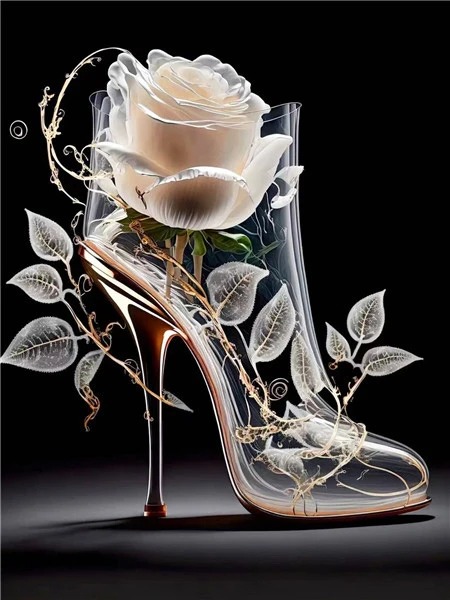 Aperçu du résultat final Chaussure de Verre à la Rose Blanche.