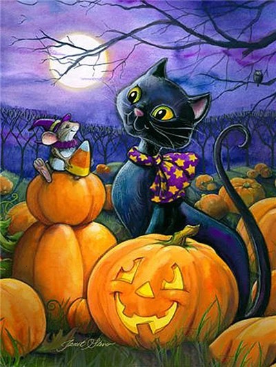Aperçu du résultat final Chat Noir et Citrouilles Enchantées.