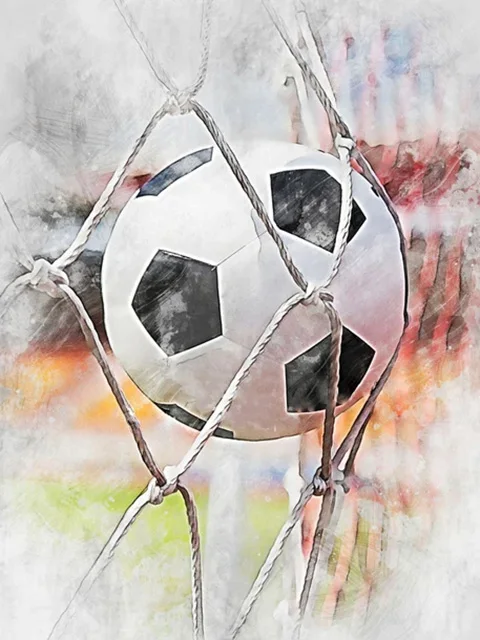 Aperçu du résultat final But de Match : Ballon de Football en Aquarelle.