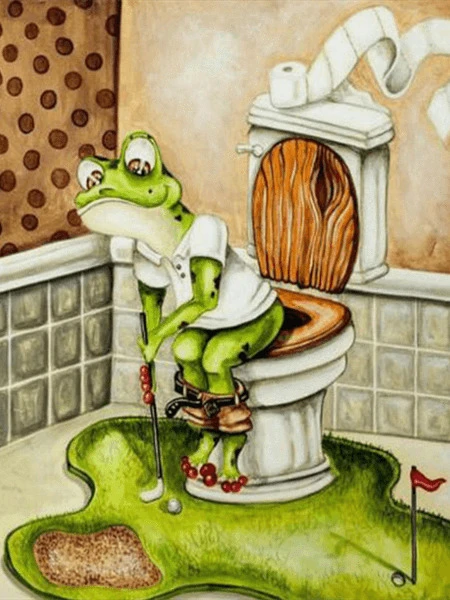 Aperçu du résultat final Golfing Frog on Toilet.