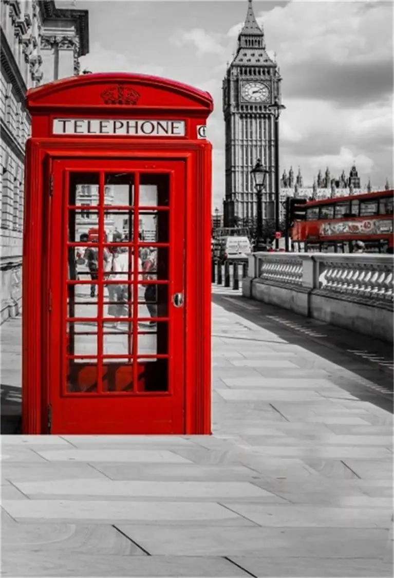 Aperçu du résultat final London Rot und Schwarz: Telefonzelle, Big Ben und Doppeldeckerbus.