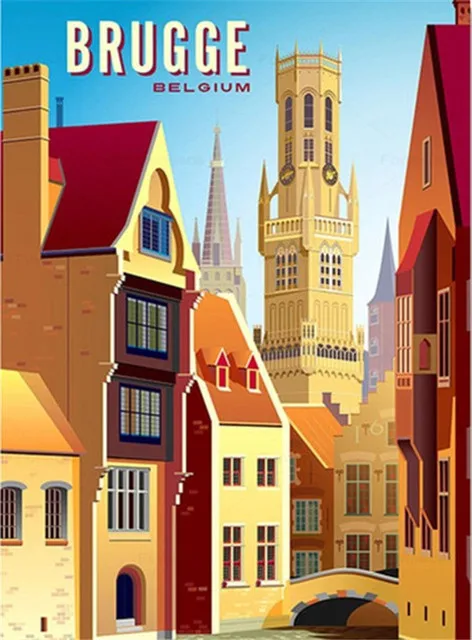 Aperçu du résultat final Brugge in Diamantborduurwerk: Kleurrijke Huizen en Belfort.