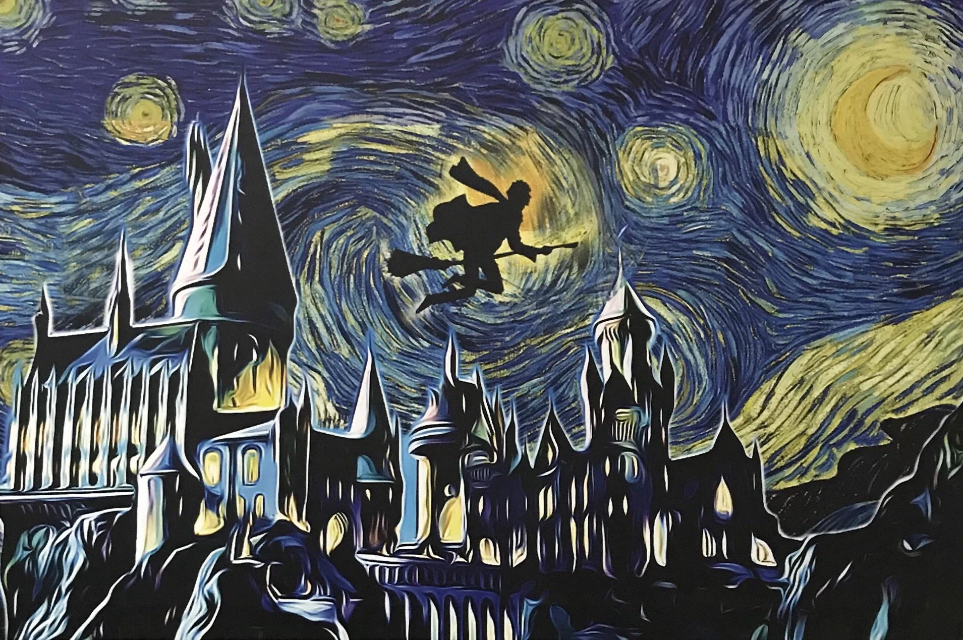 Aperçu du résultat final Hogwarts Castle Under the Starry Night.