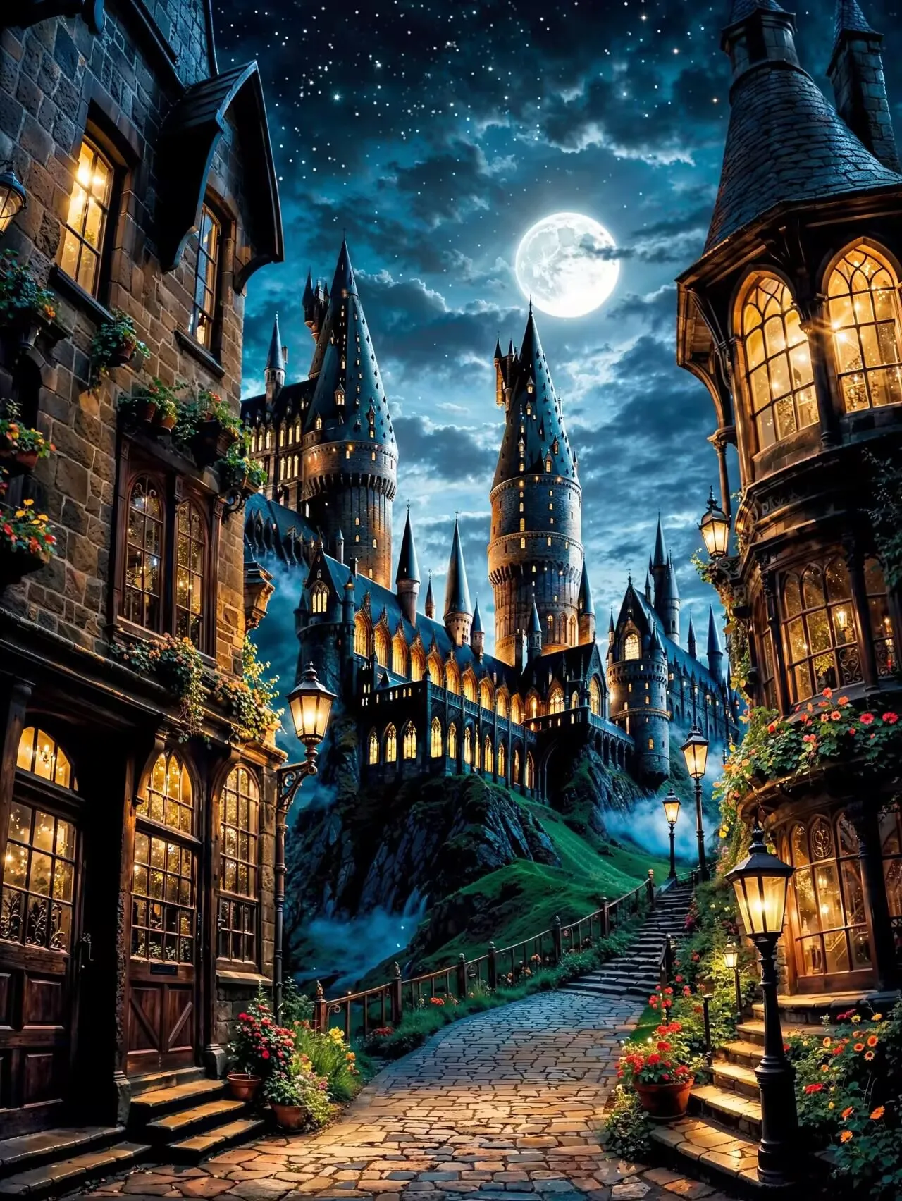 Aperçu du résultat final Hogwarts Under the Starry Moon.