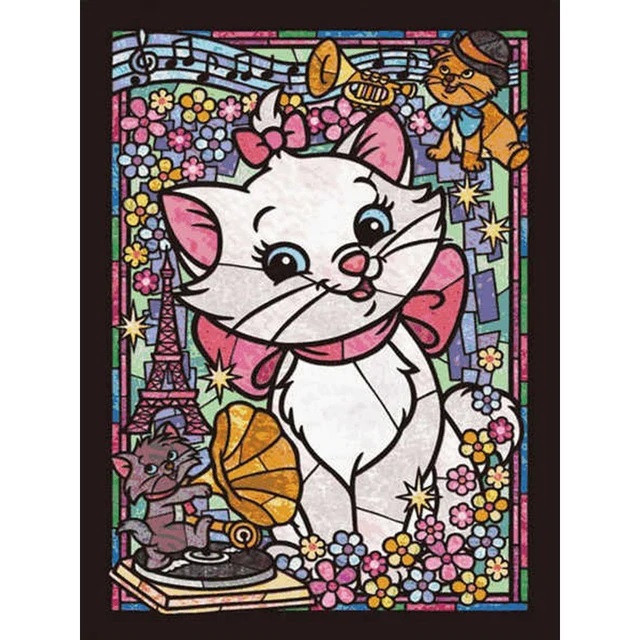 Aperçu du résultat final du diamond painting Les Aristochats : Le Vitrail Parisien.