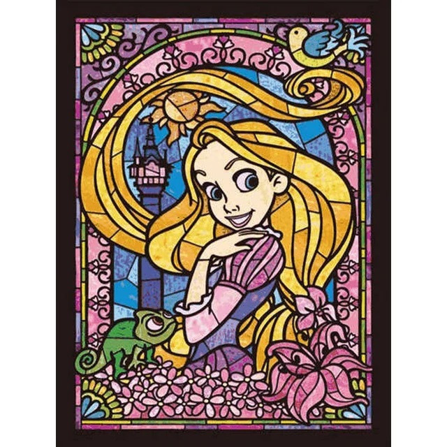 Anteprima del risultato finale del dipinto a diamante Rapunzel: La vetrata incantata.