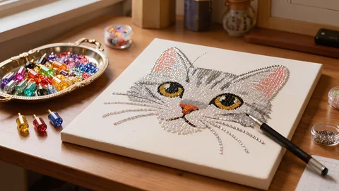Diamant Katze : le kit diamond painting chat qui brille